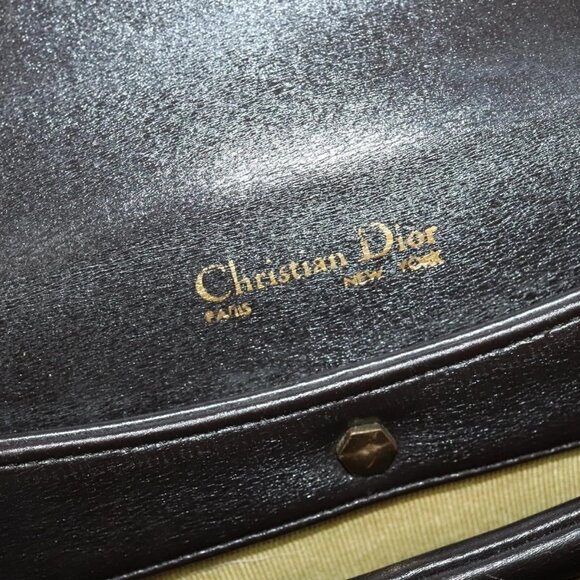 Christian Dior Shoulder Bag Leather Brown Gold - Picture 12 of 16